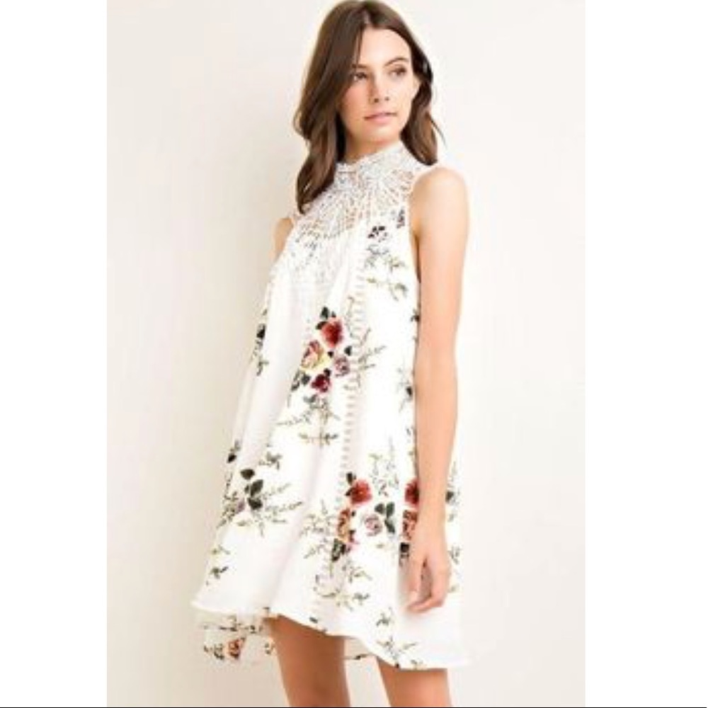 Boho “Sugar Blossom” White Floral Lace Midi Dress